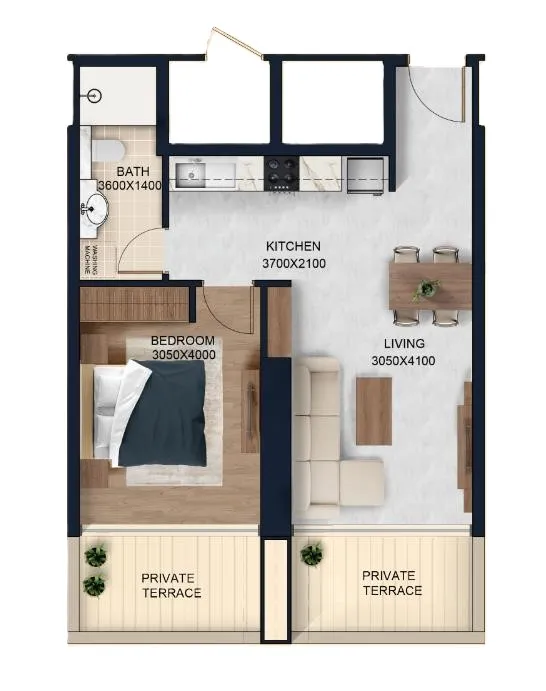 1 bedroom floor plan