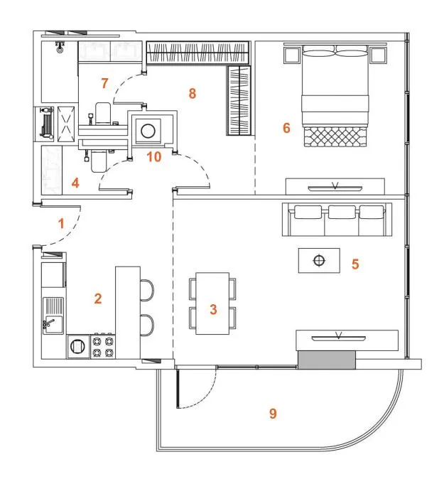 1 bedroom floor plan