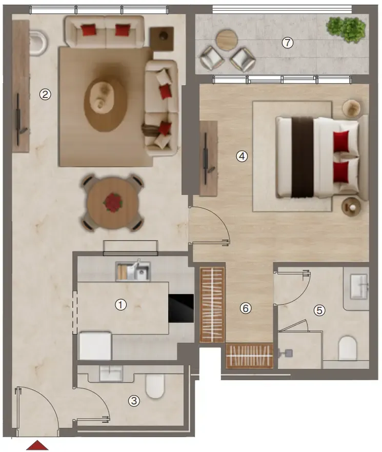 1 bedroom floor plan