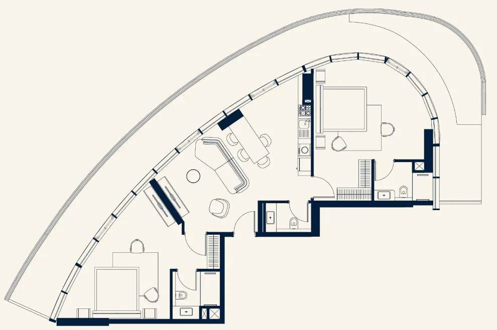 2 bedrooms floor plan