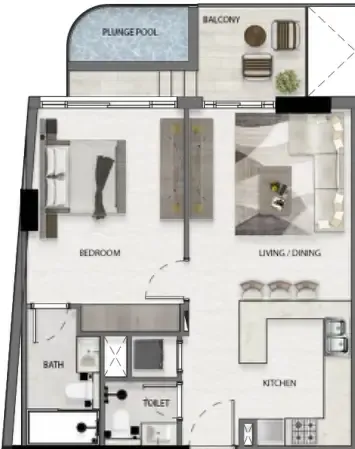 Deca Avana Residences 1BR floor plan