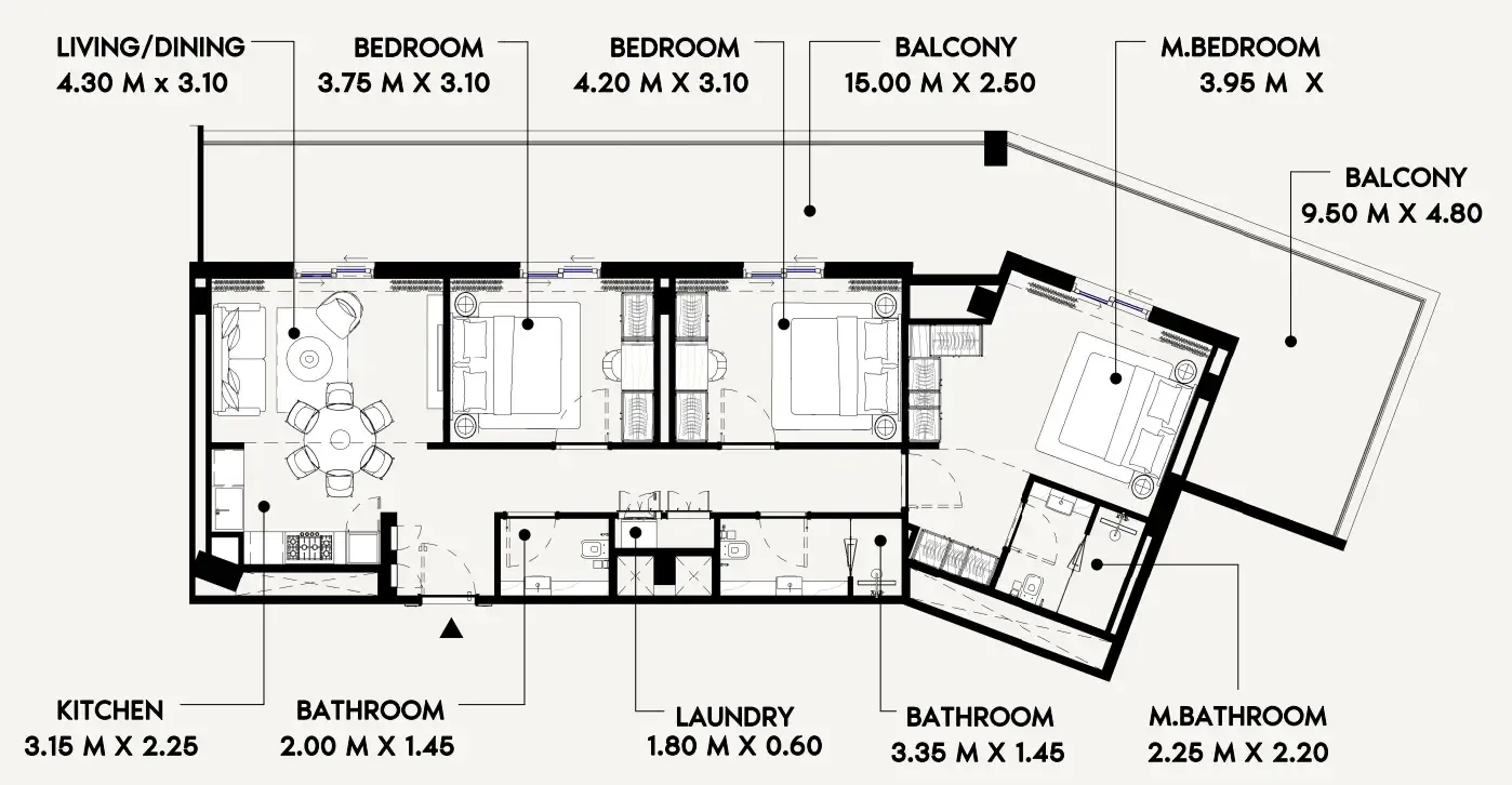 3 bedrooms floor plan