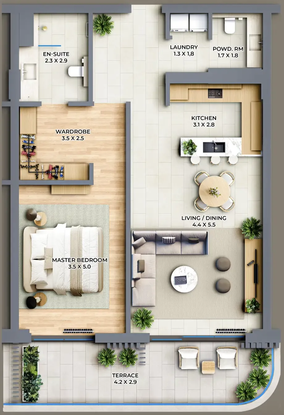 1 bed