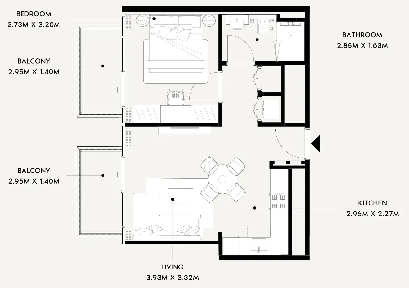 1 bedroom floor plan