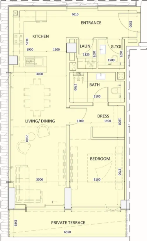 1 bedroom floor plan