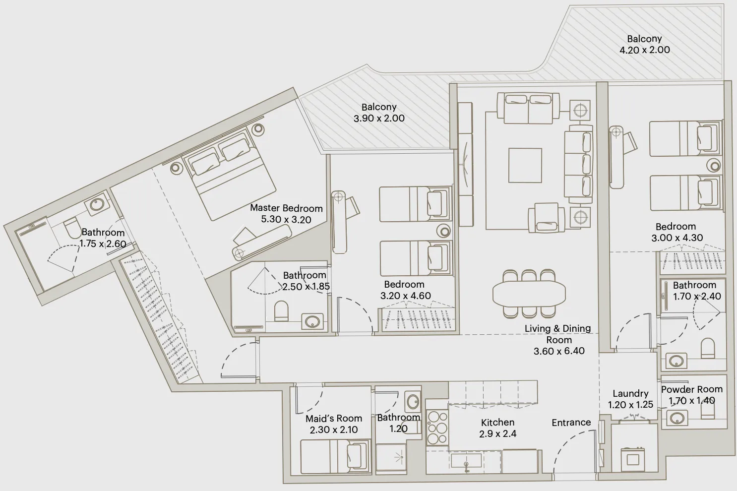 Deyaar Eleve 3BR floor plan