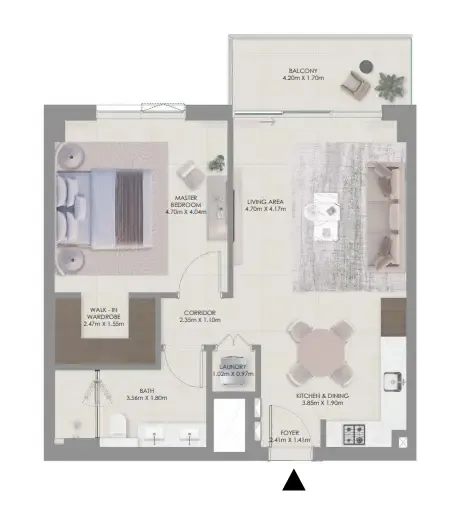 1 bedroom floor plan