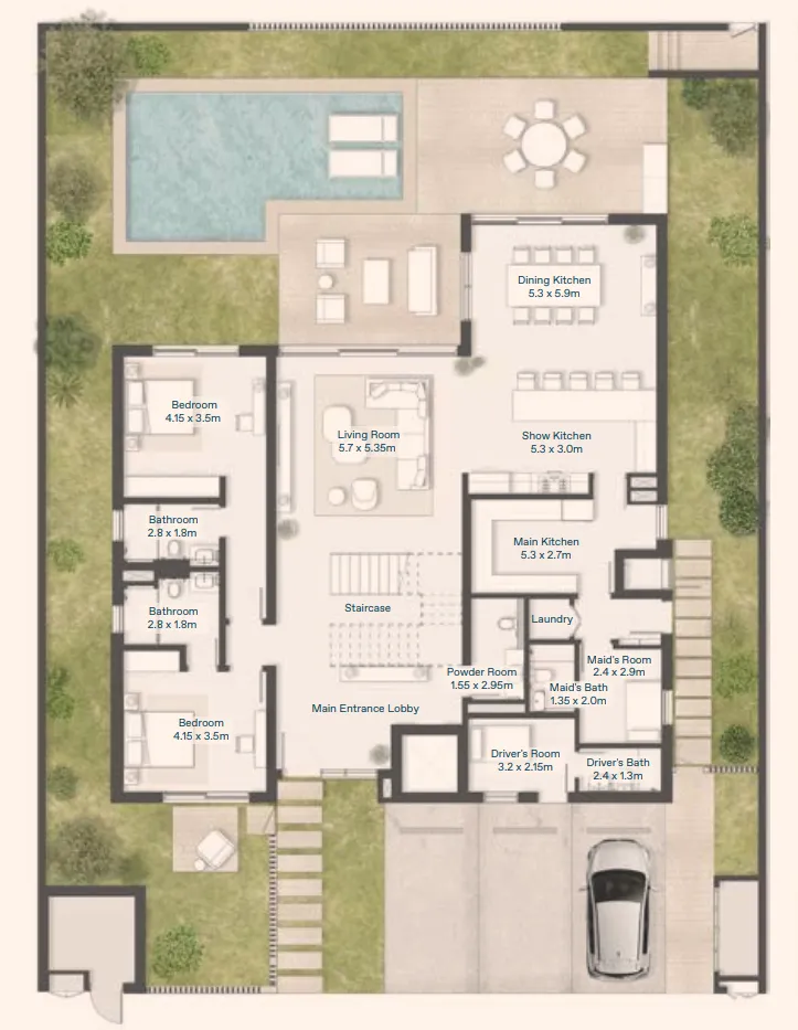 5 bedrooms floor plan