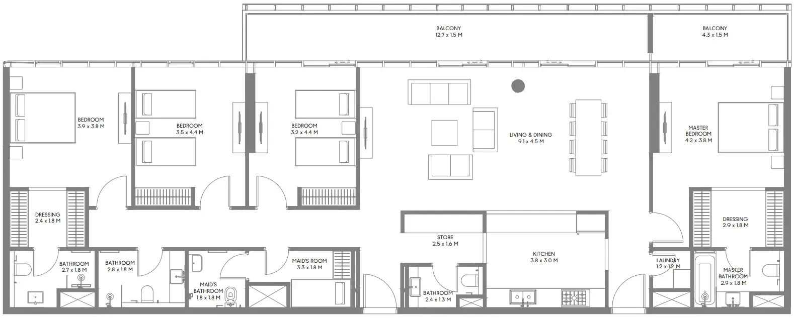 4 bedrooms floor plan