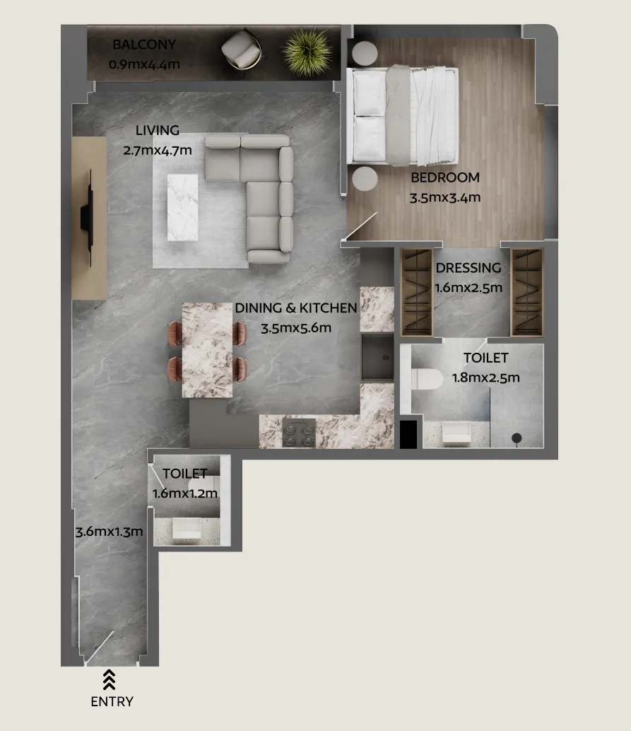1 bed
