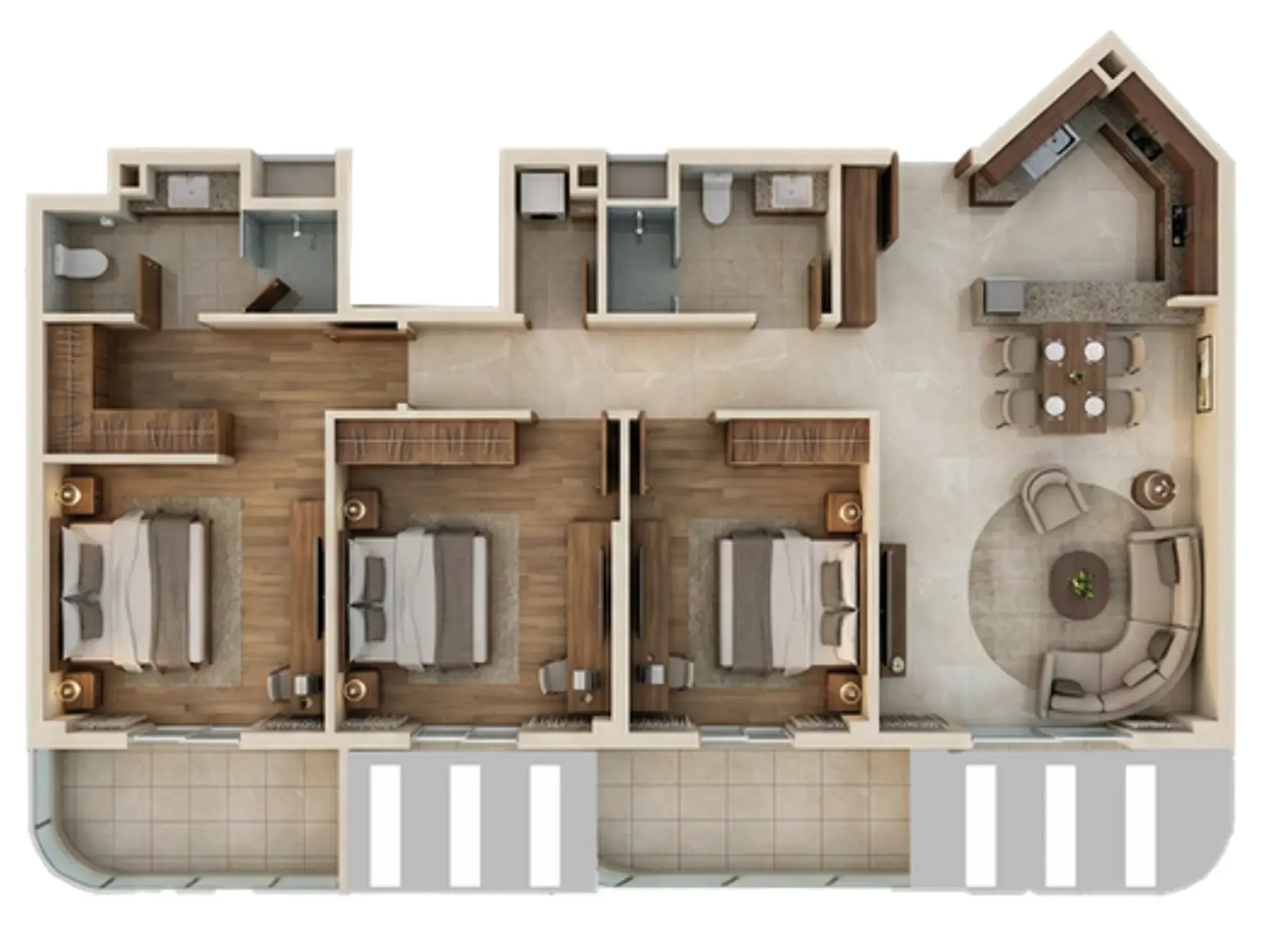 3 bedrooms floor plan
