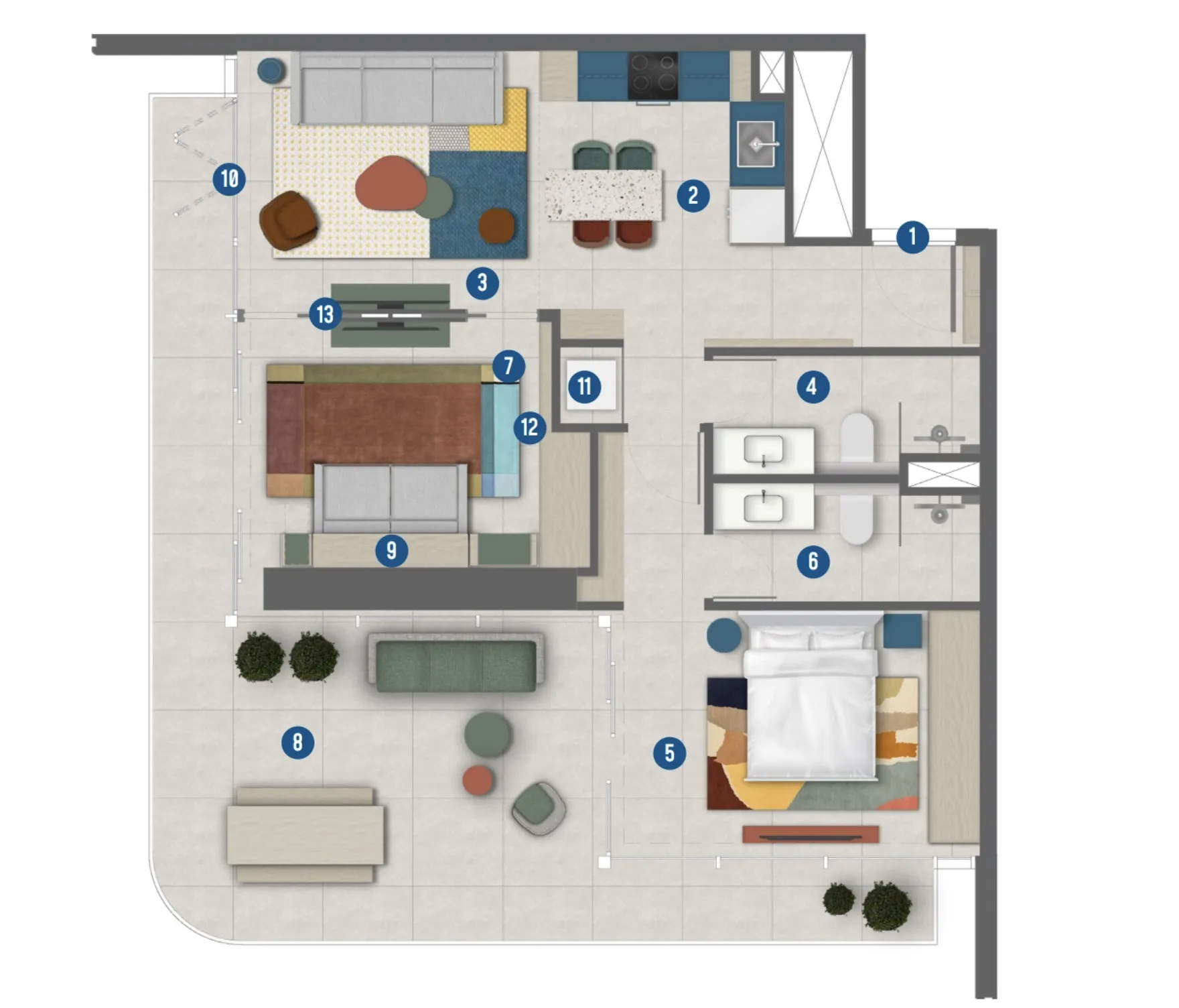 Irth Development Rove Home Marasi Drive 2BR floor plan