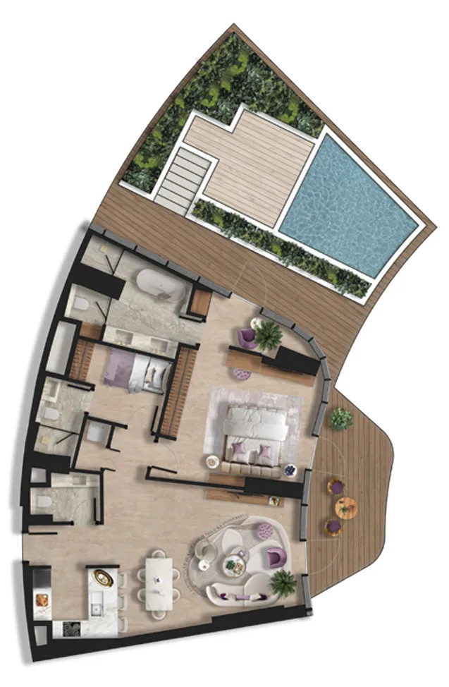 BNW Developments Taj Wellington Mews 1BR floor plan