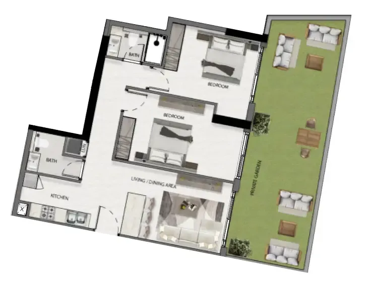 Deca Avana Residences 2BR floor plan