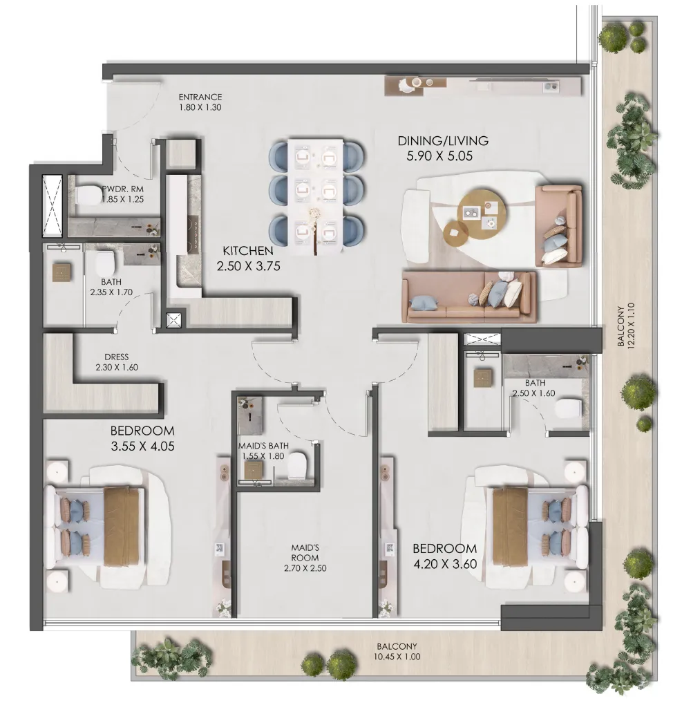 Prescott Legado by Prescott 2BR floor plan