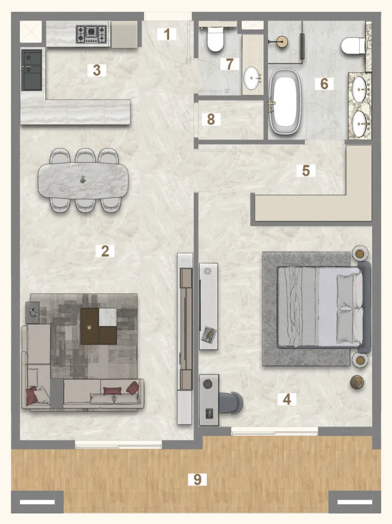 1 bed