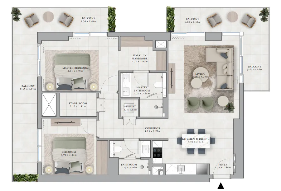 2 bed
