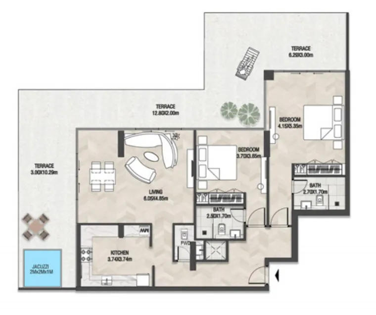 2 bed