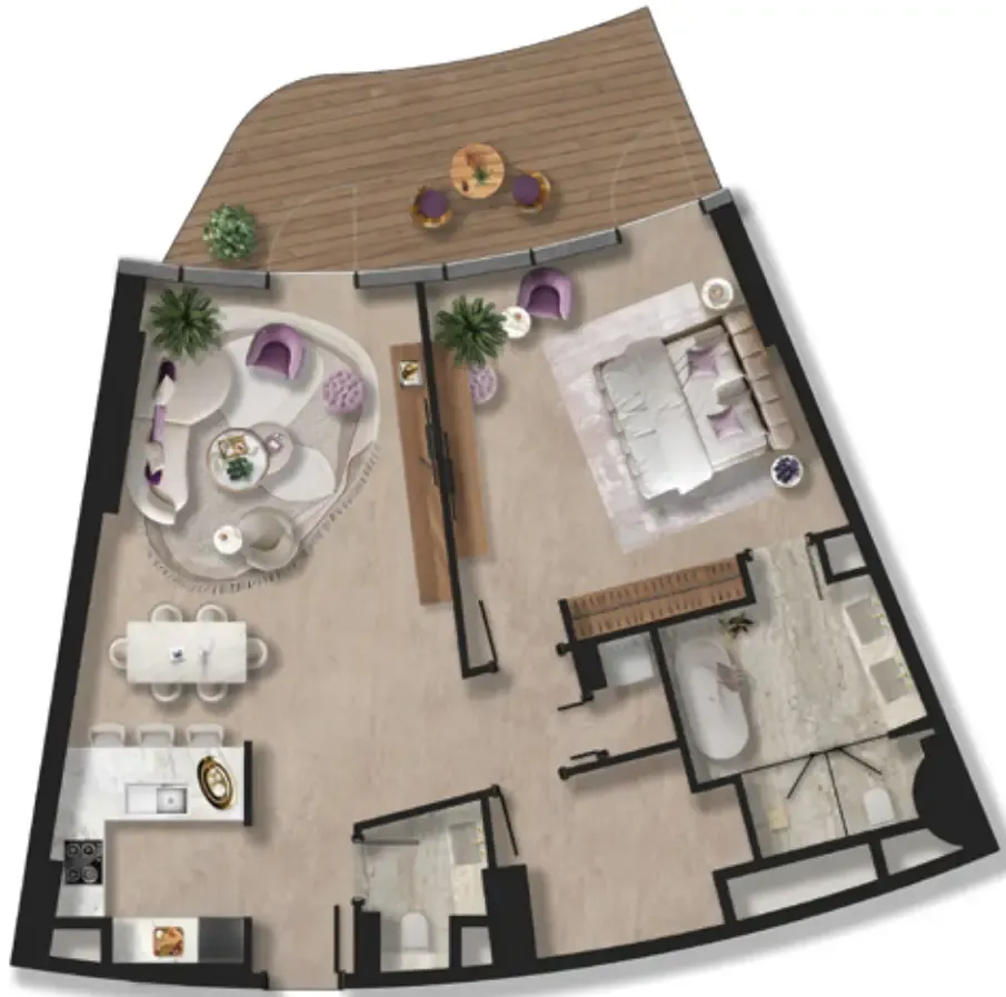 BNW Developments Taj Wellington Mews 1BR floor plan