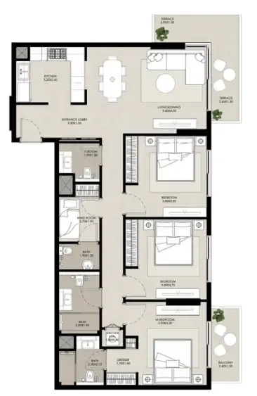3 bedrooms floor plan
