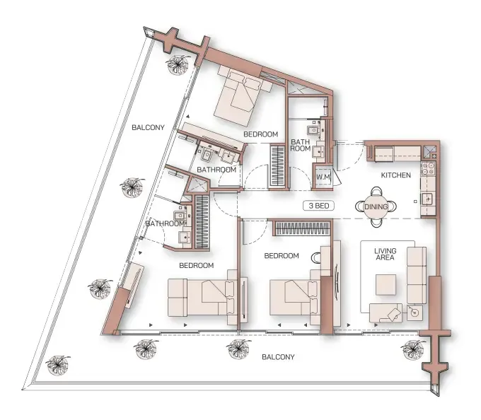 3 bedrooms floor plan