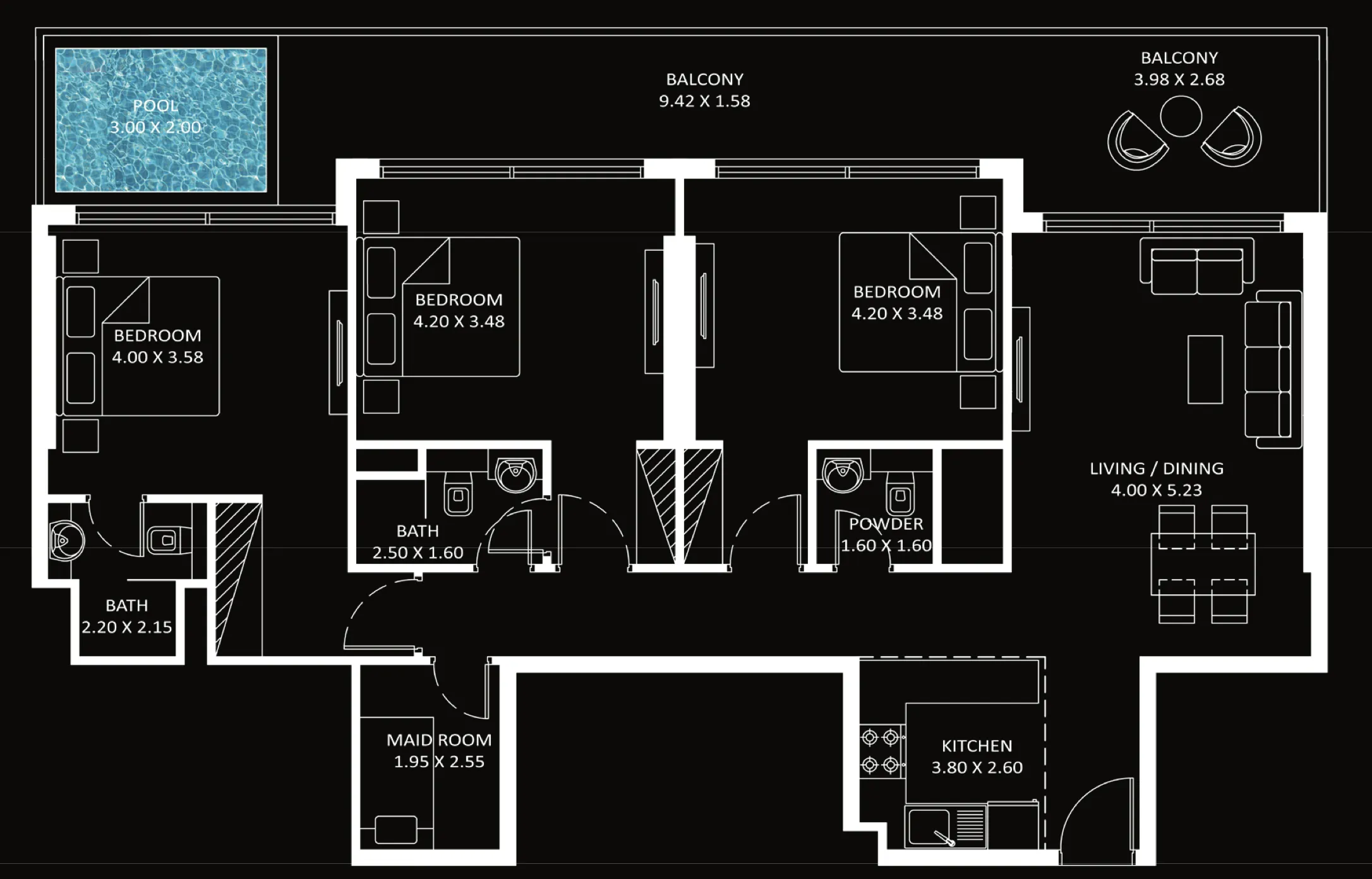 3 bedrooms floor plan