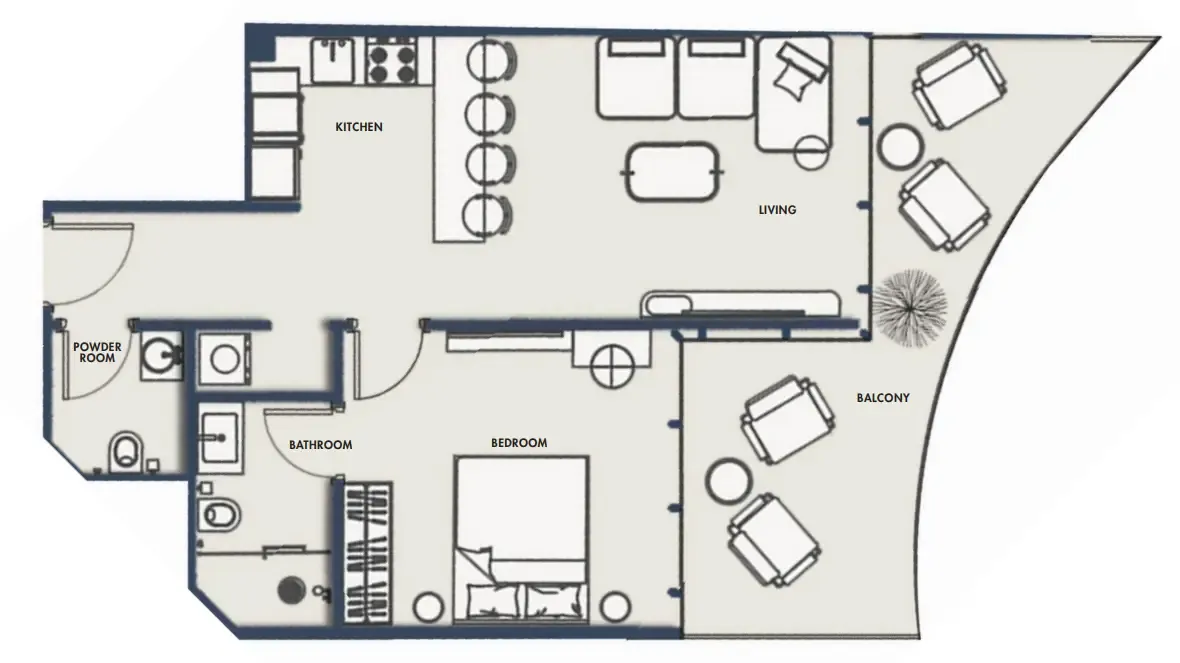 1 bedroom floor plan
