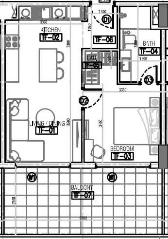 Laya Developers (Akshara Global) Laya Courtyard 1BR floor plan