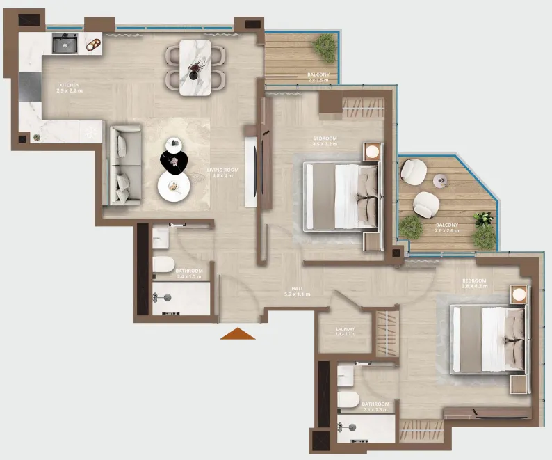 HRE Development Celeste by HRE 2BR floor plan