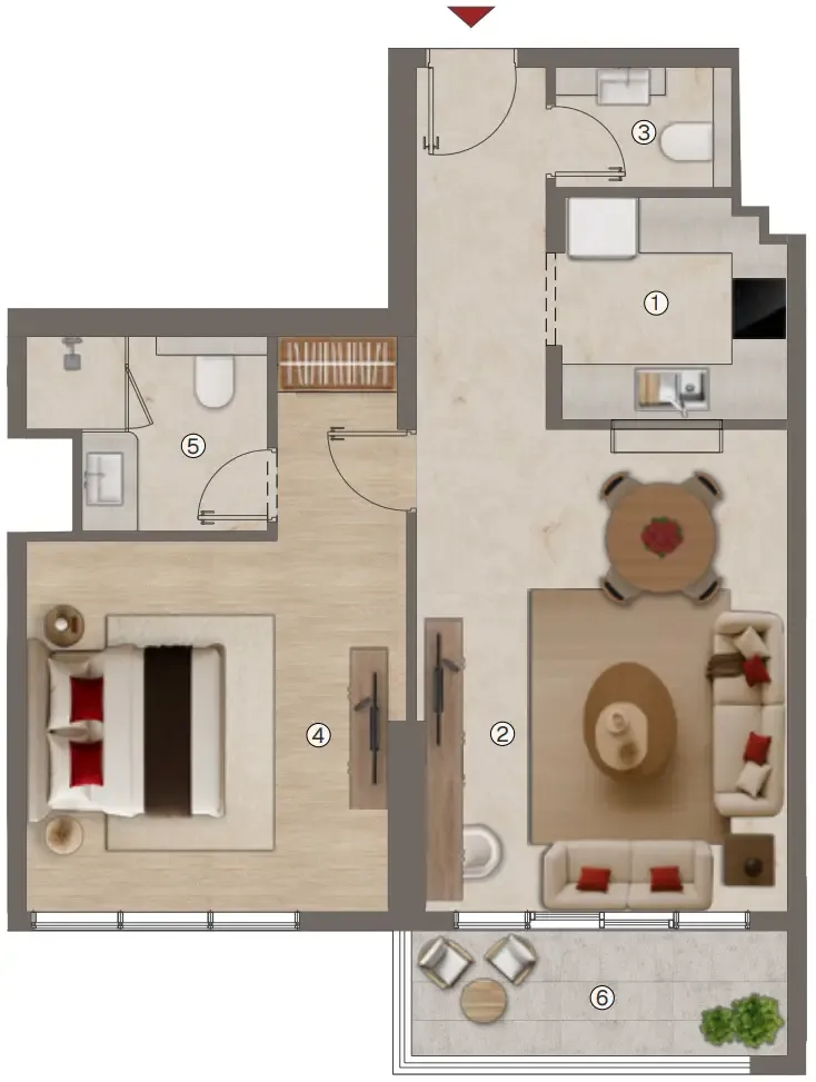 1 bed