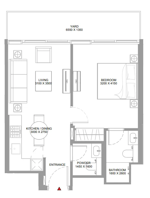 1 bedroom floor plan