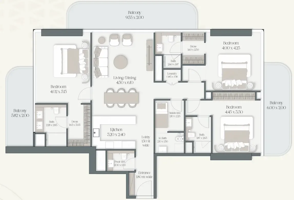 3 bedrooms floor plan