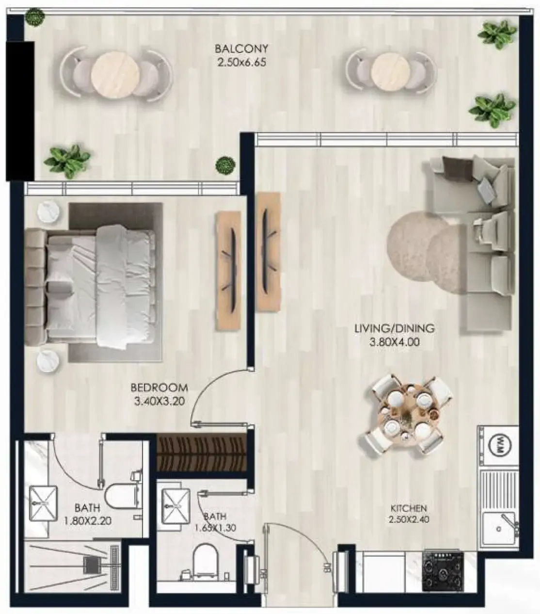 1 bedroom floor plan
