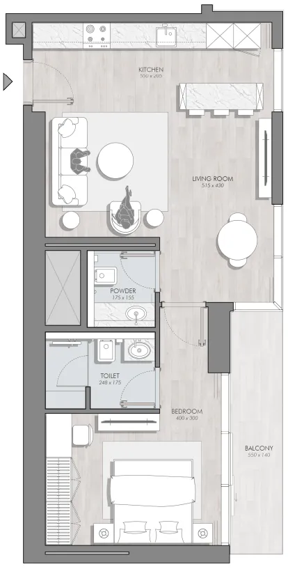 1 bedroom floor plan