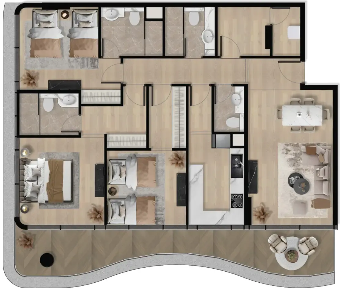 3 bedrooms floor plan