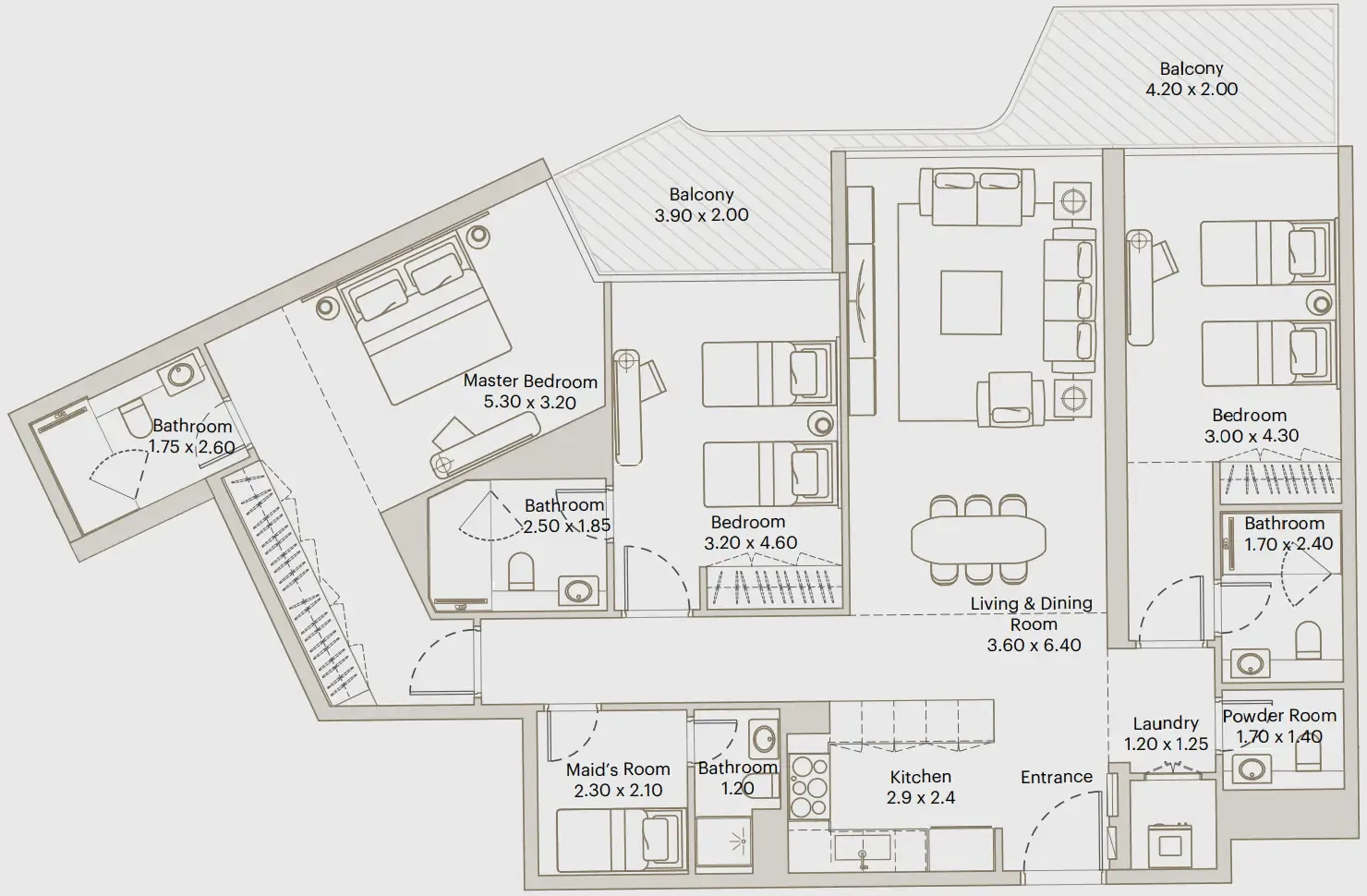 Deyaar Eleve 3BR floor plan