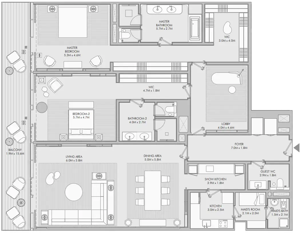 2 bed