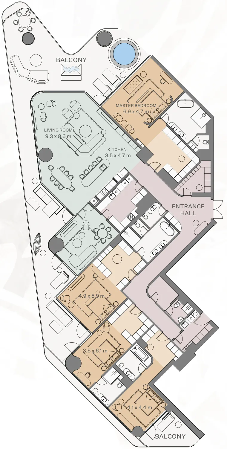 4 bedrooms floor plan