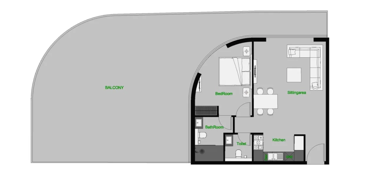 1 bedroom floor plan
