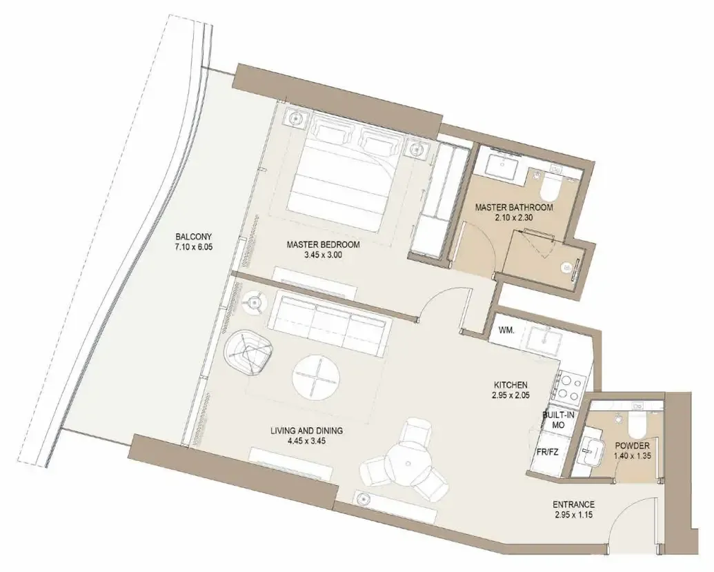 One Development Laguna Residence 1BR floor plan