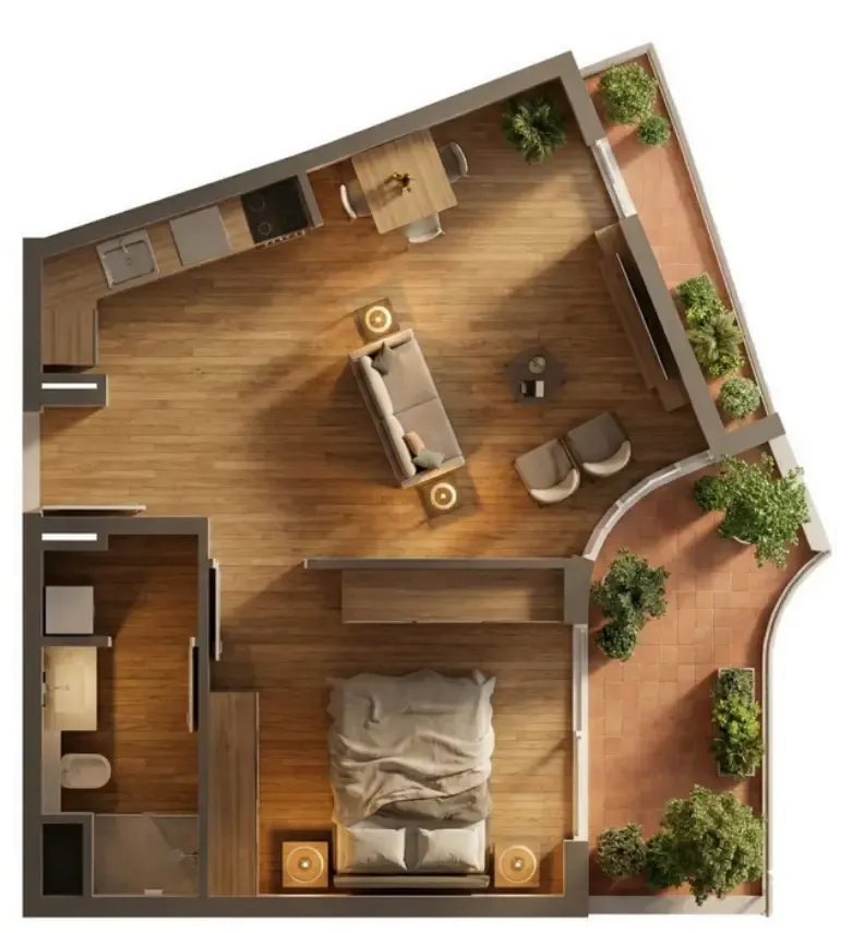 1 bedroom floor plan