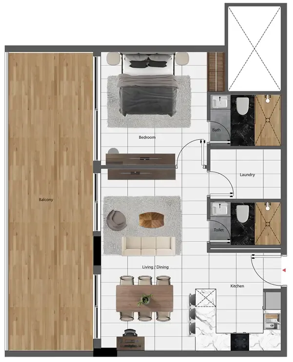 1 bed