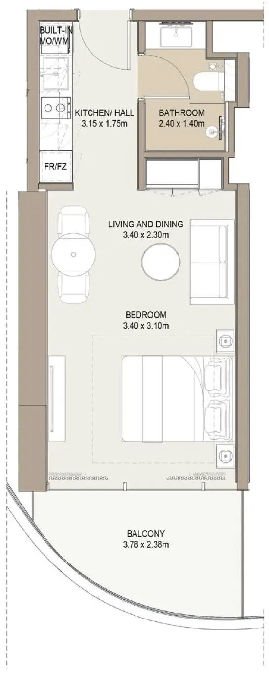 One Development Laguna Residence Studio floor plan