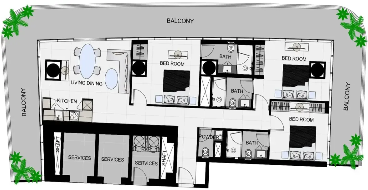 3 bedrooms floor plan