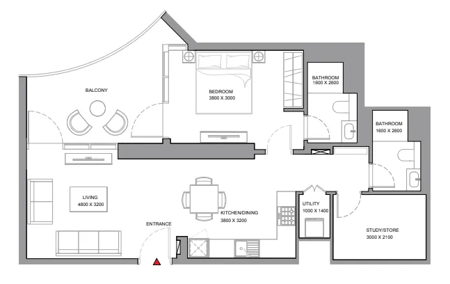 1 bedroom floor plan