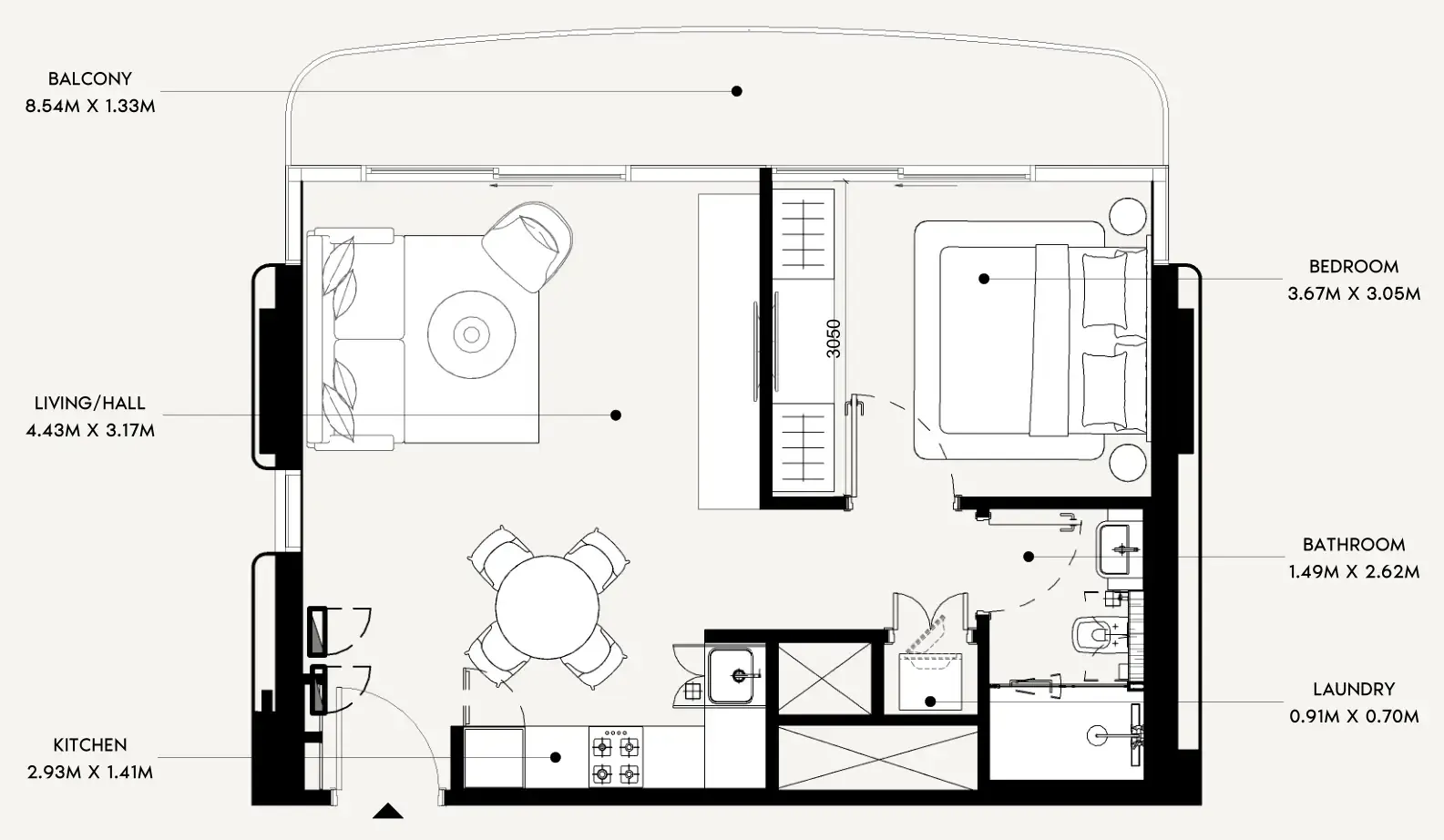 1 bedroom floor plan