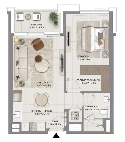 1 bedroom floor plan