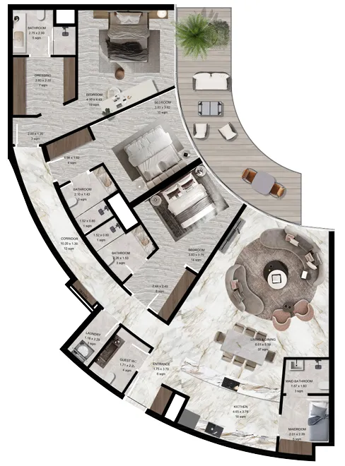 3 bedrooms floor plan