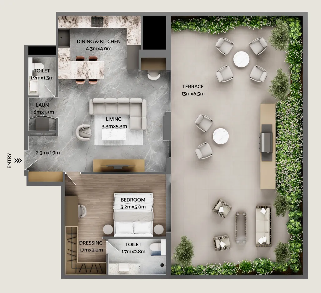 1 bedroom floor plan