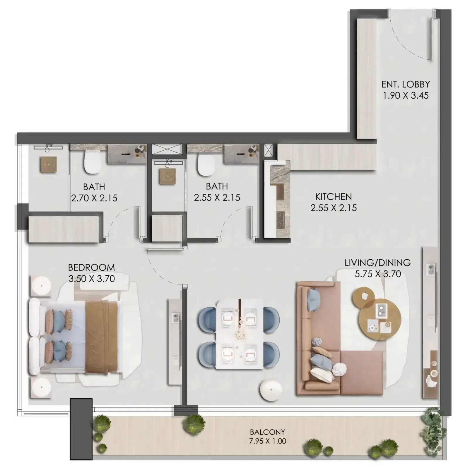 Legado by Prescott — 1 Bedroom floor plan